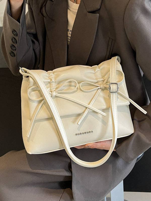 Bowknot Pleated Solid Color Crossbody Bags