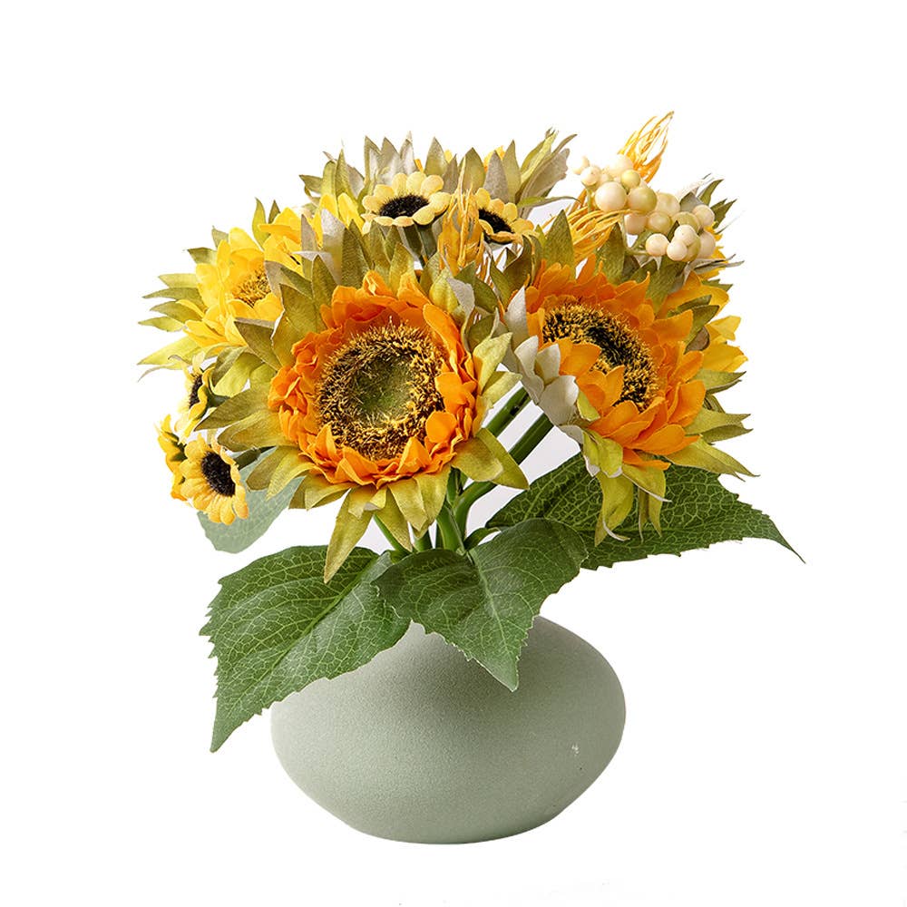 Silk Sunflower Bouquet, Fall Decorative Flowers, Yellow