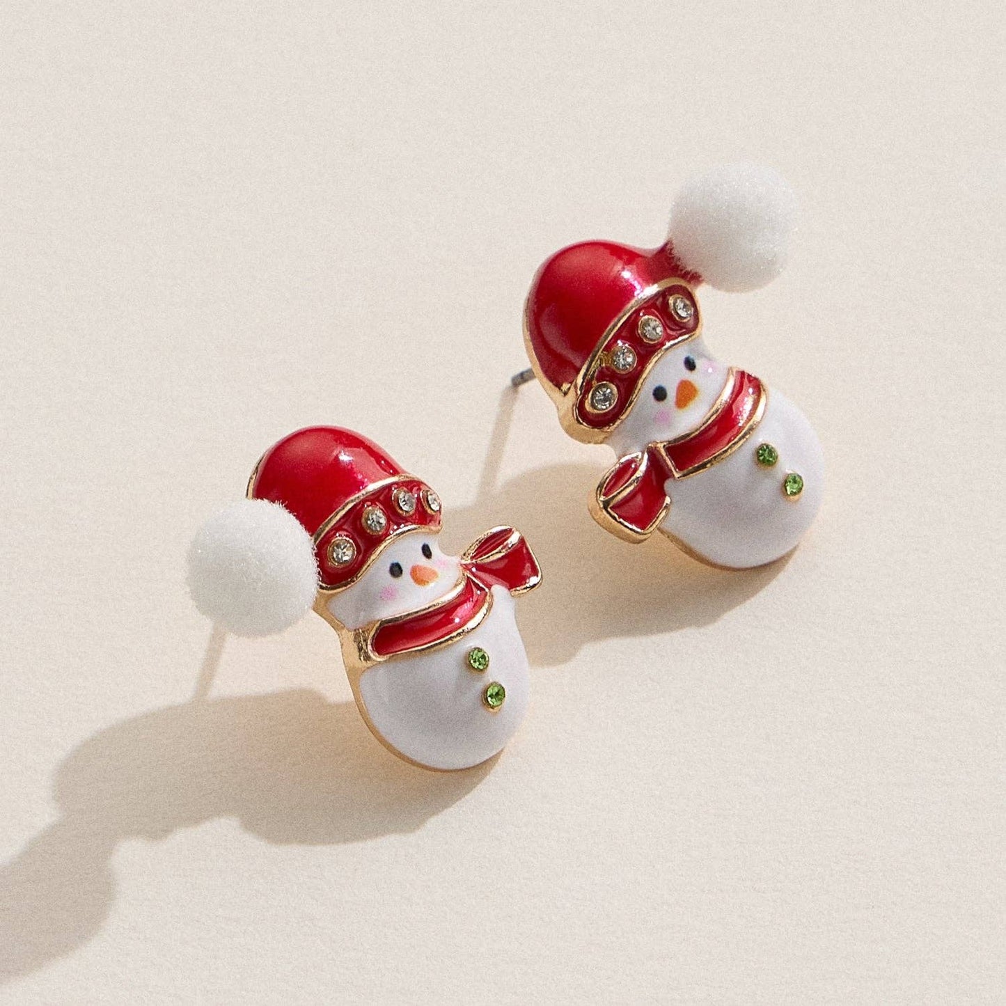 Snowman Enamel Stud Earrings with Titanium Posts