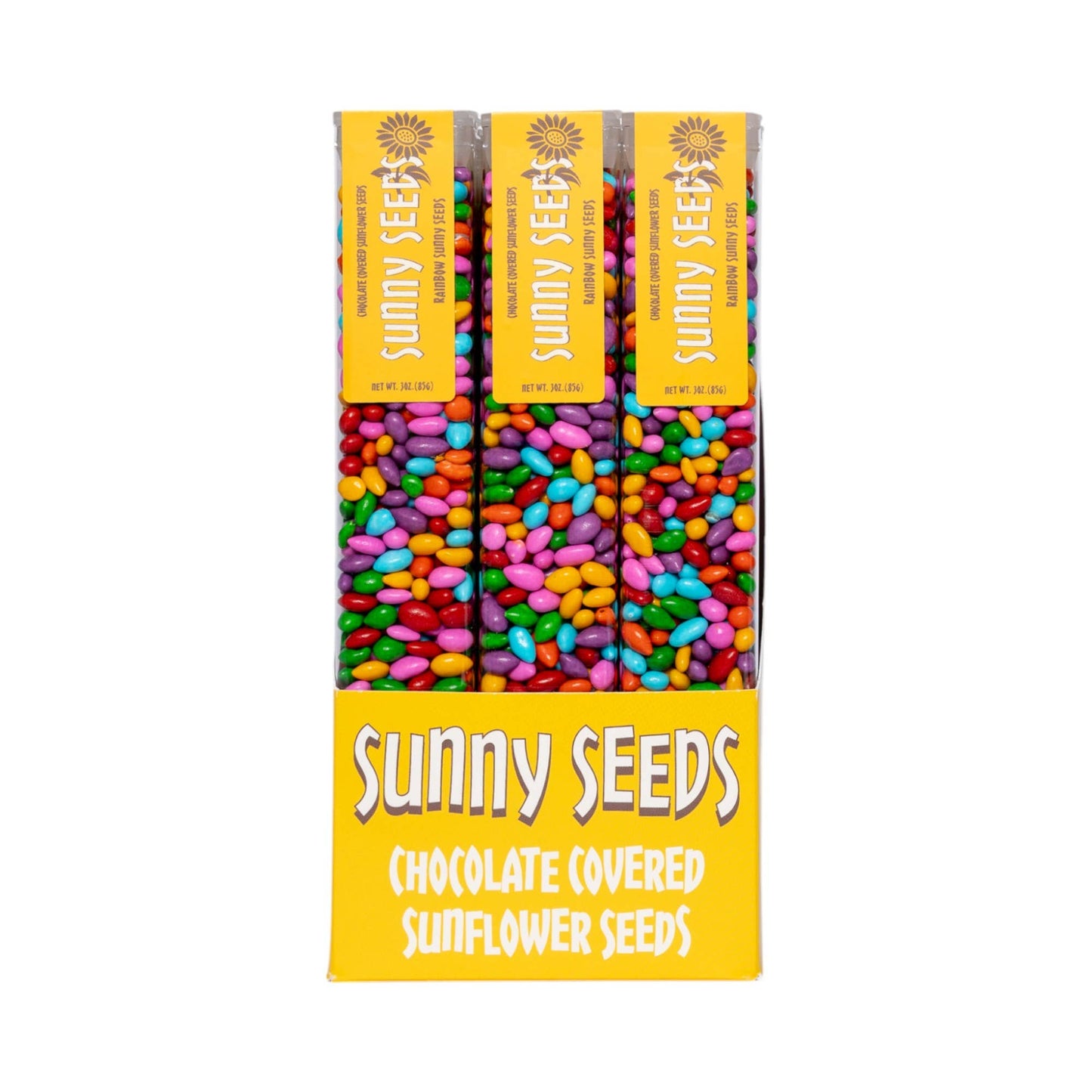 Rainbow colored Sunny Seeds in 3 oz tubes