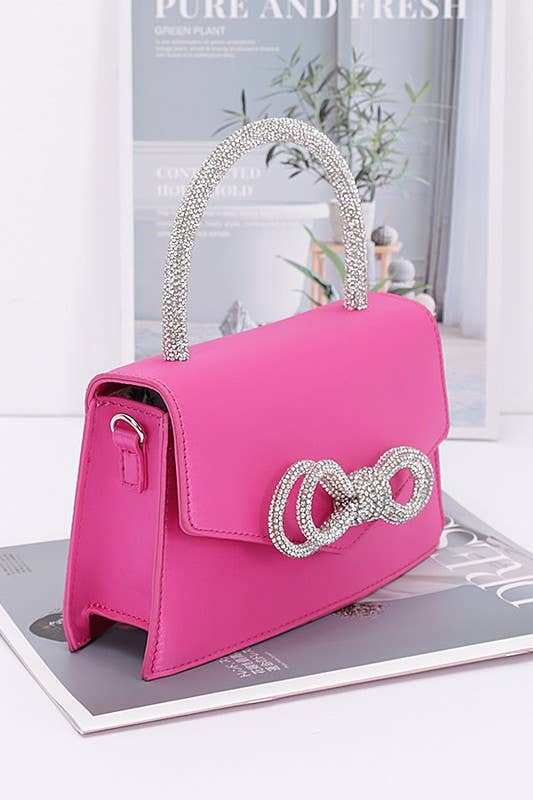 Rhinestone Ribbon Handle Flap Bag HPC5958