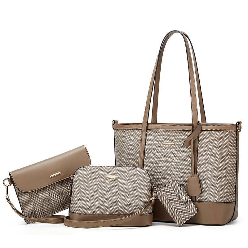 Textured Tote Bag 4-Piece Set