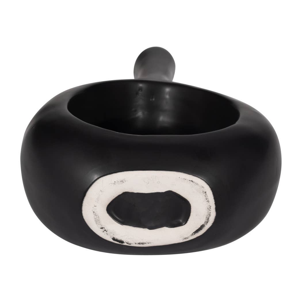 Ceramic Round Curved Open Cut-Out Vase - Black, 12 in.