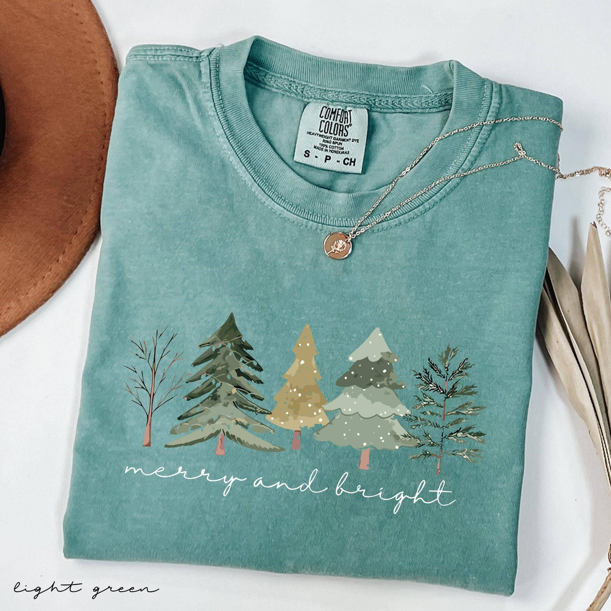 Comfort Colors Merry and Bright Trees, Xmas Holiday Shirt