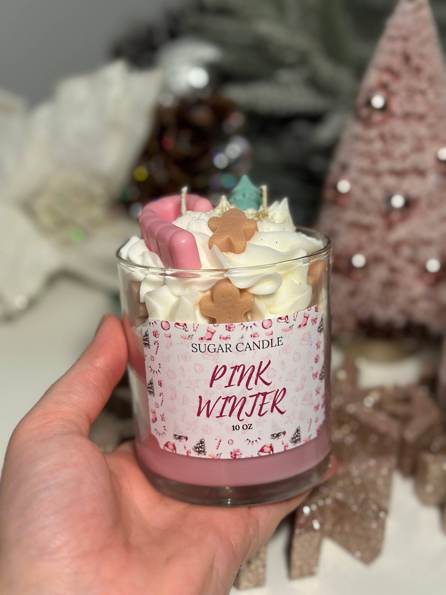 Pink Winter Candle – holiday gift & winter candle