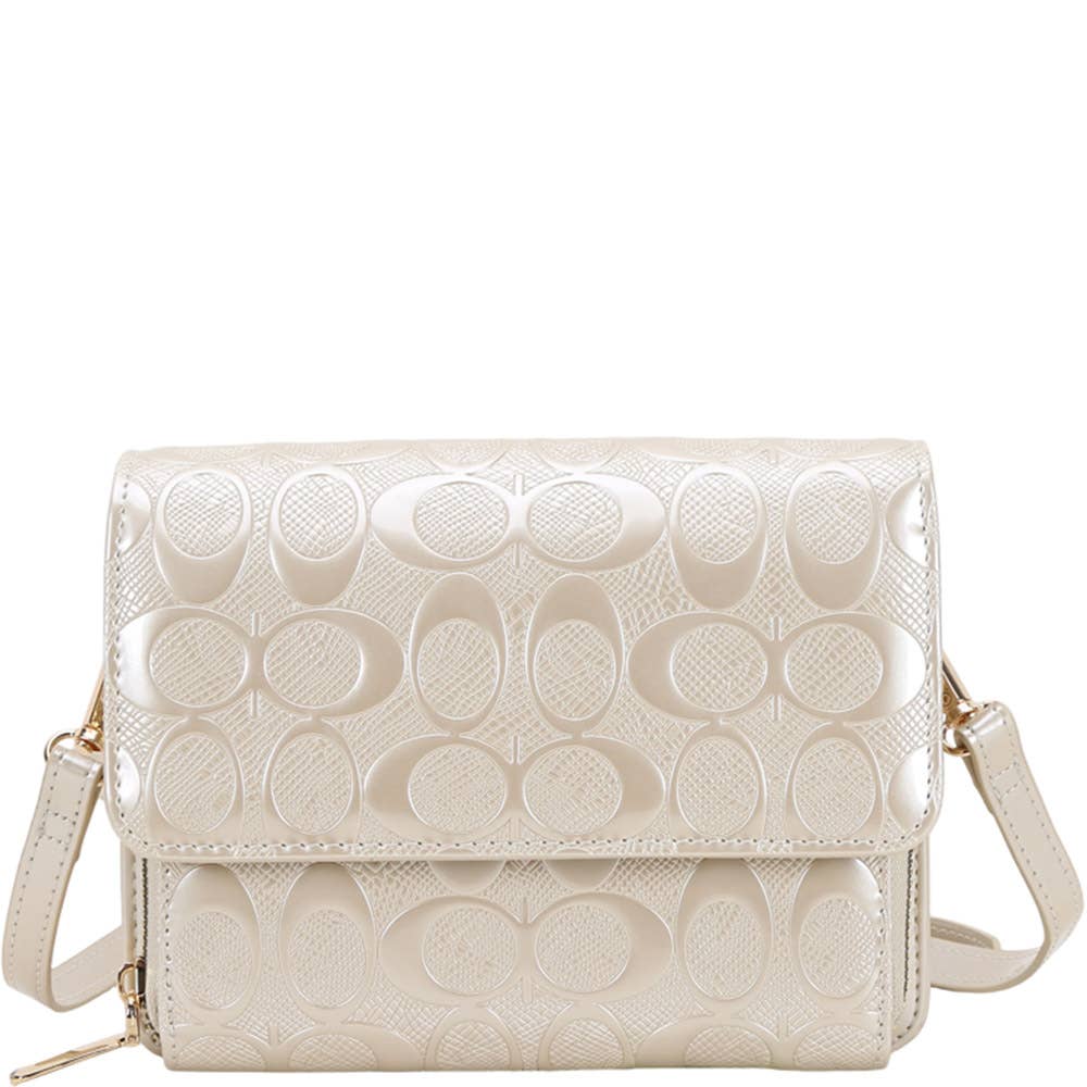 FAUX LEATHER MONOGRAM CROSSBODY BAG, QP 1331