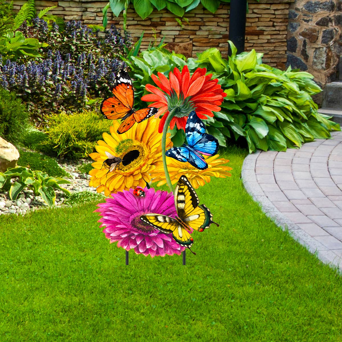 Garden Gerber Daisies Metal Art