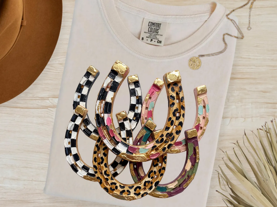 Oil Painted Horseshoes Faux Graphic Tee