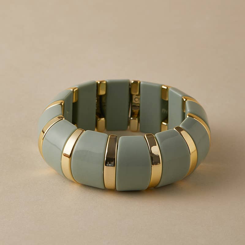 B26121 Bold Acrylic Rectangle Link Stretch Bangle Bracelet
