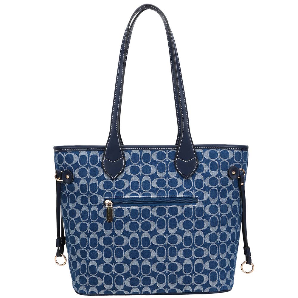 2IN1 OVAL PRINT MONOGRAM SHOULDER TOTE BAG W WAL, 8NZ 7091W