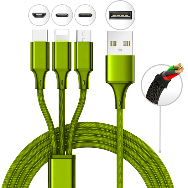 10 Foot 3 in 1 Refill Cable - Micro USB, Lightning, Type C