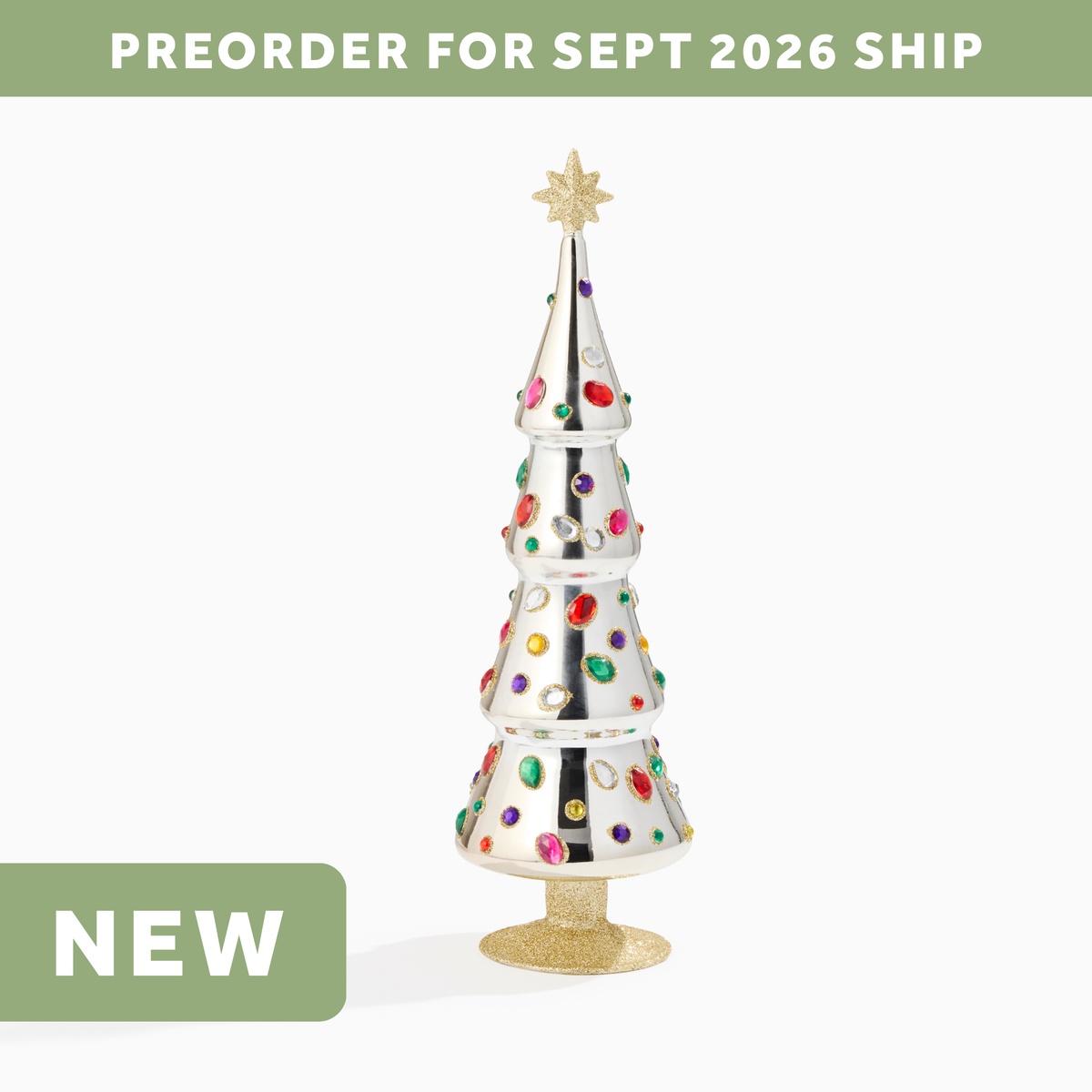 Silver Grand Jewel Glass Christmas Tree - Large