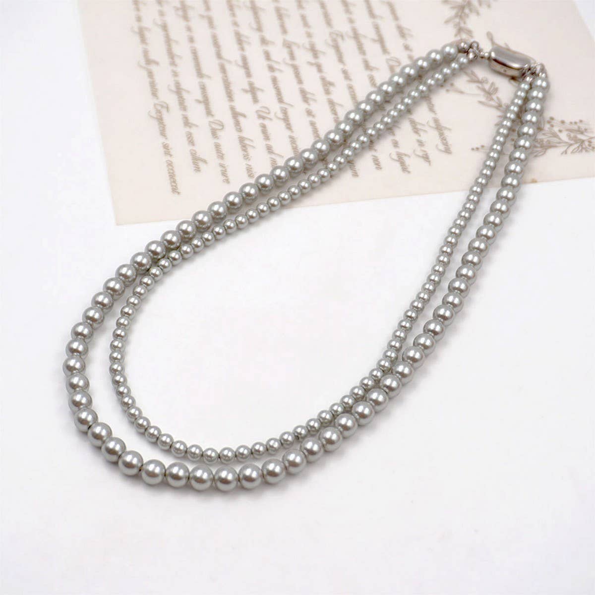 VINTAGE ELEGANT DOUBLE PEARL NECKLACE_CWAJE1680
