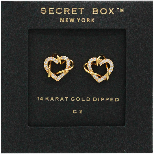 SECRET BOX 14K GOLD DIPPED HEART EARRING, SB 19897