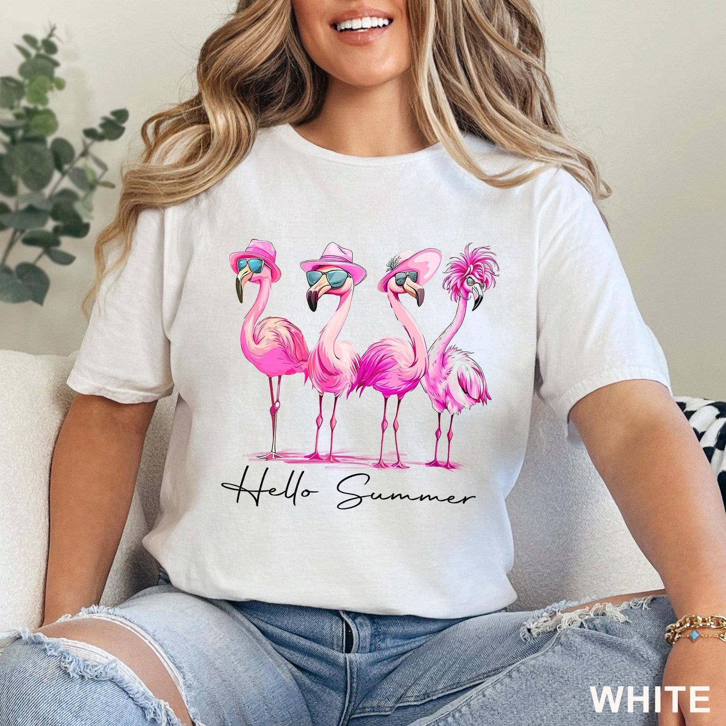 Hello Summer Shirt, Flamingo, Cute Beach, Tropical Animal