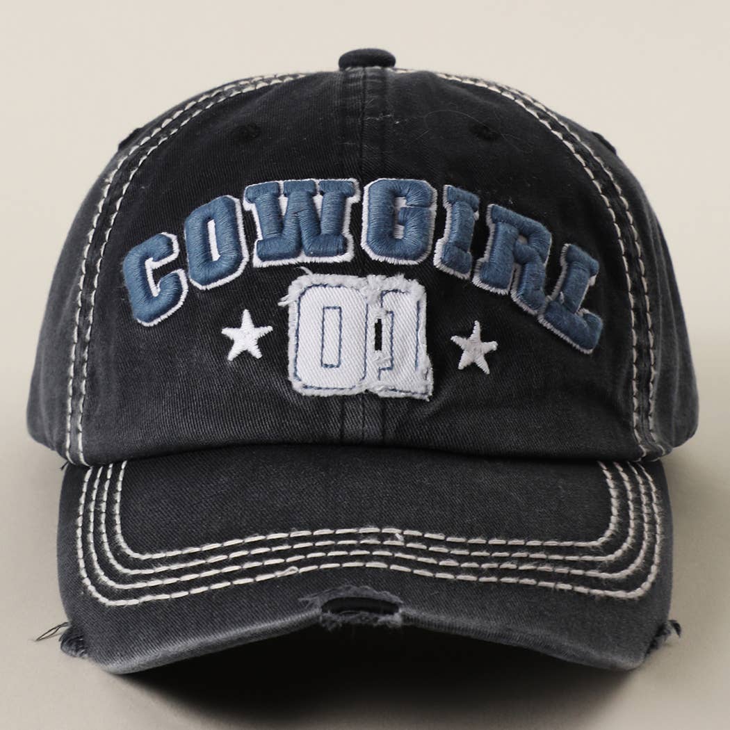 COWGIRL 01 Embroidered Vintage Distressed Baseball Cap