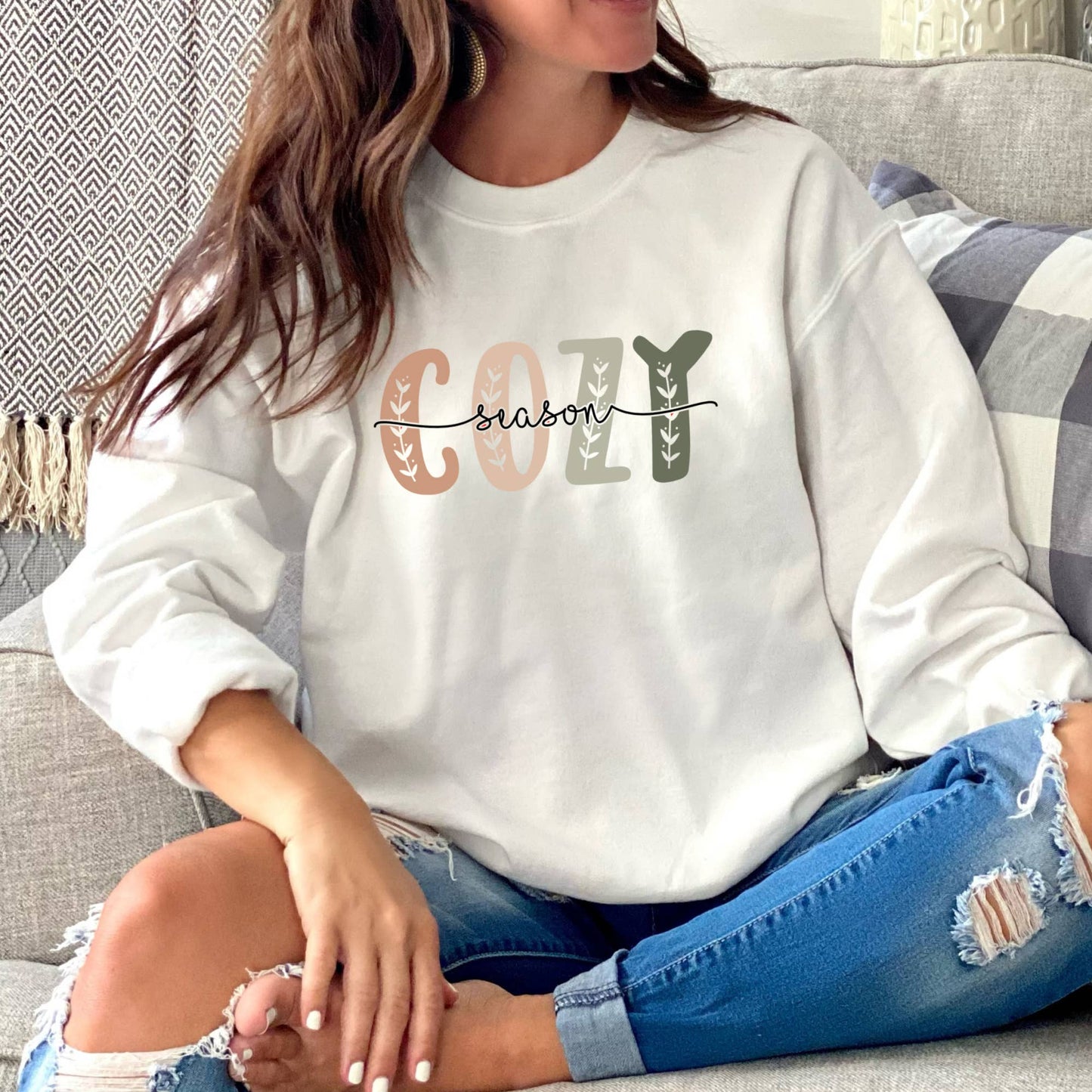Comfy Cozy Season Winter Retro Neutral Graphic Sweatshirt
