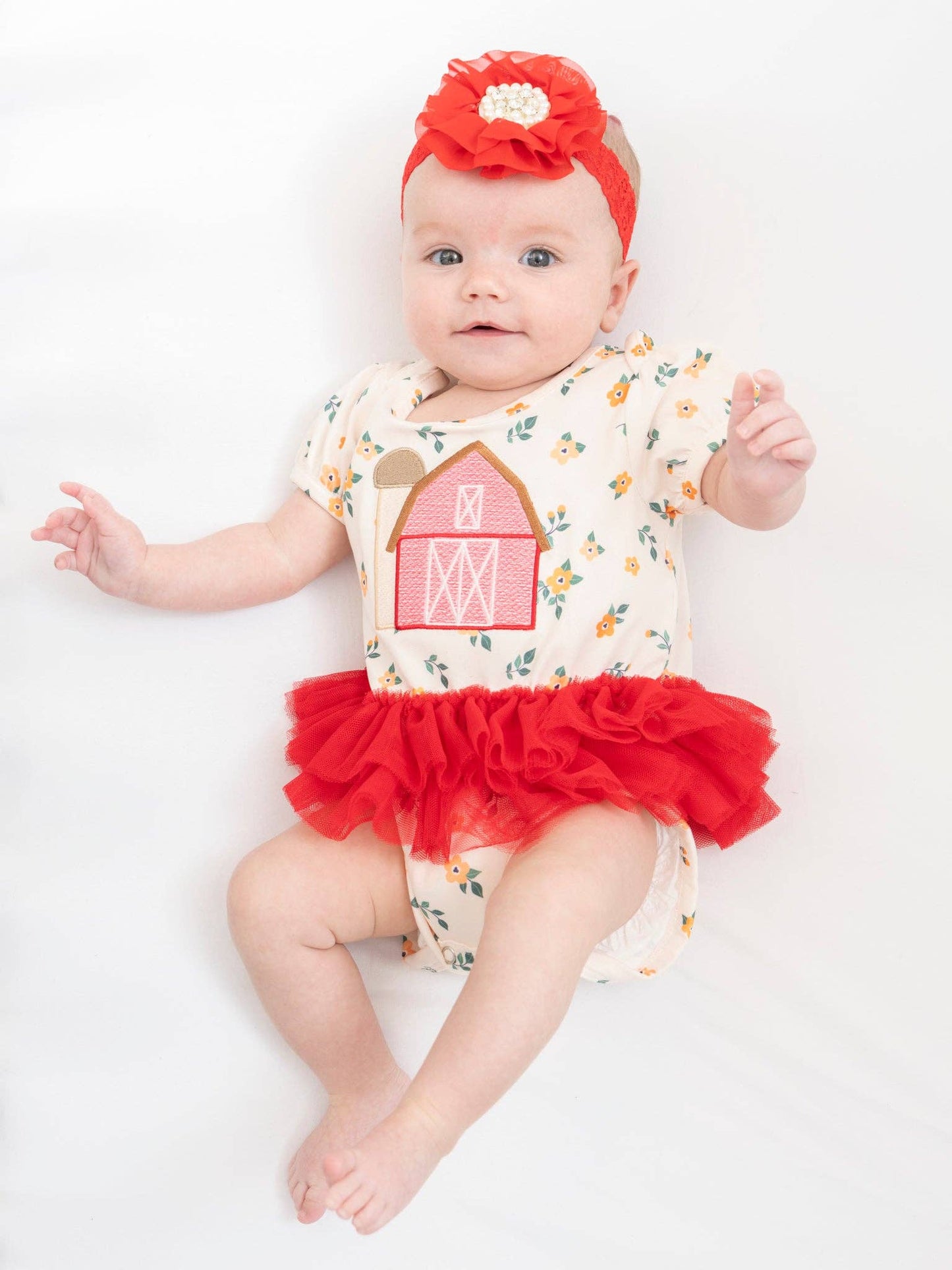 Embroidered Barn Tulle Bubble Romper