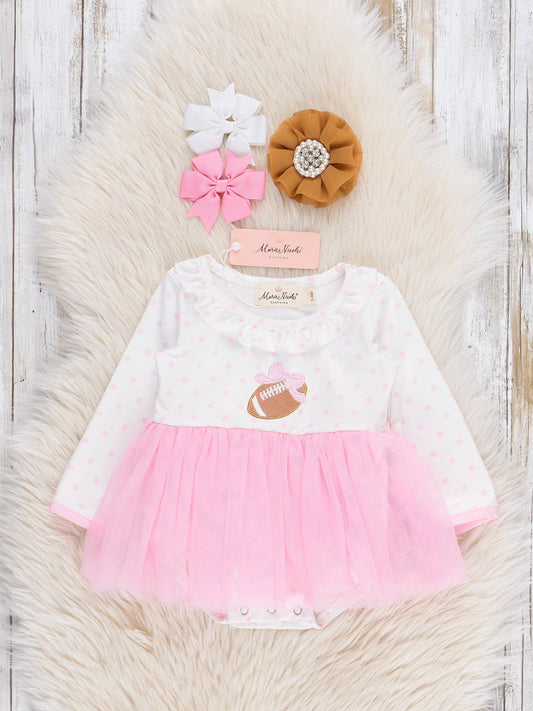 Kickoff Cutie Embroidered Football Tulle Bubble