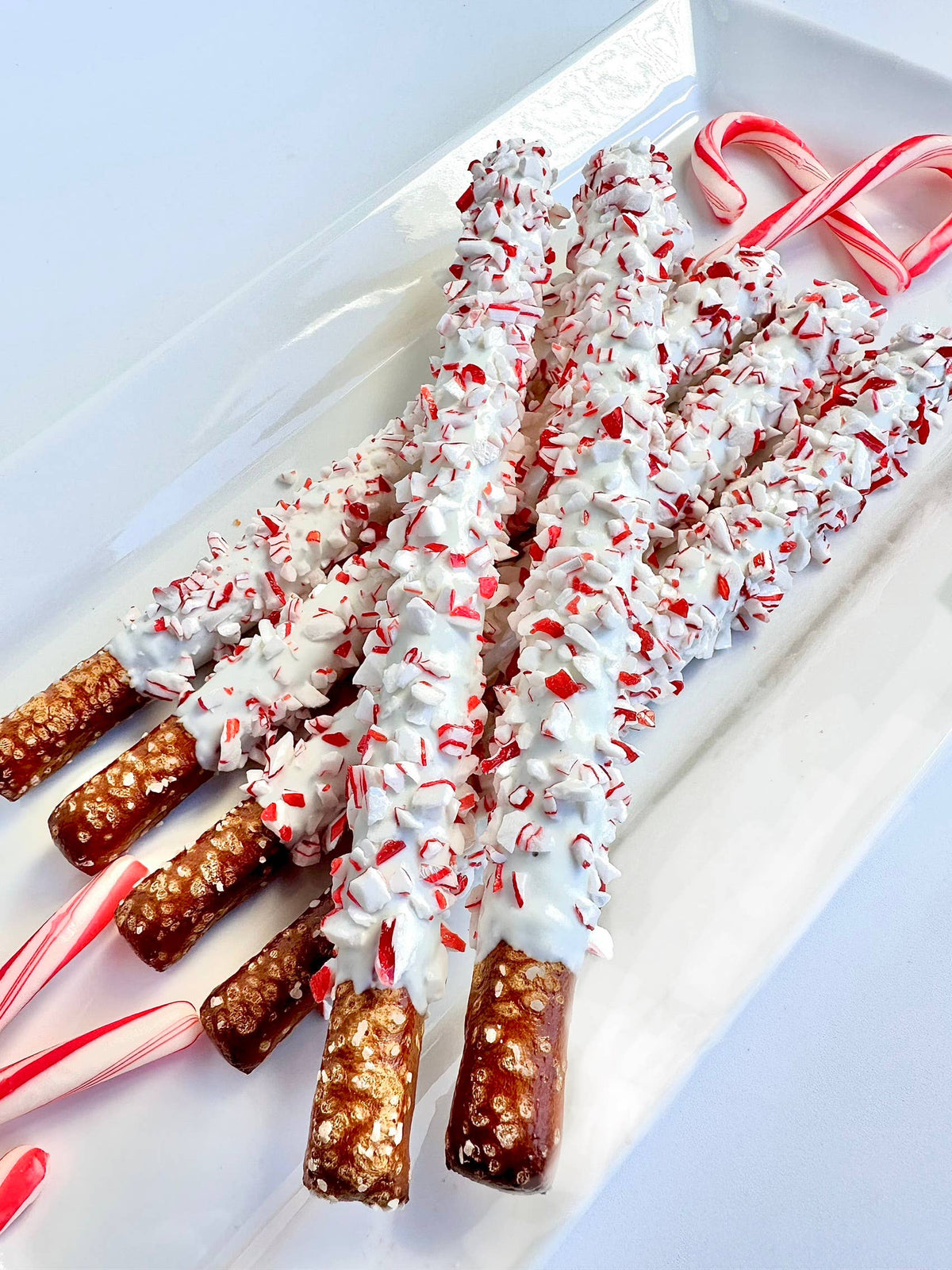 White Chocolate Peppermint Pretzels