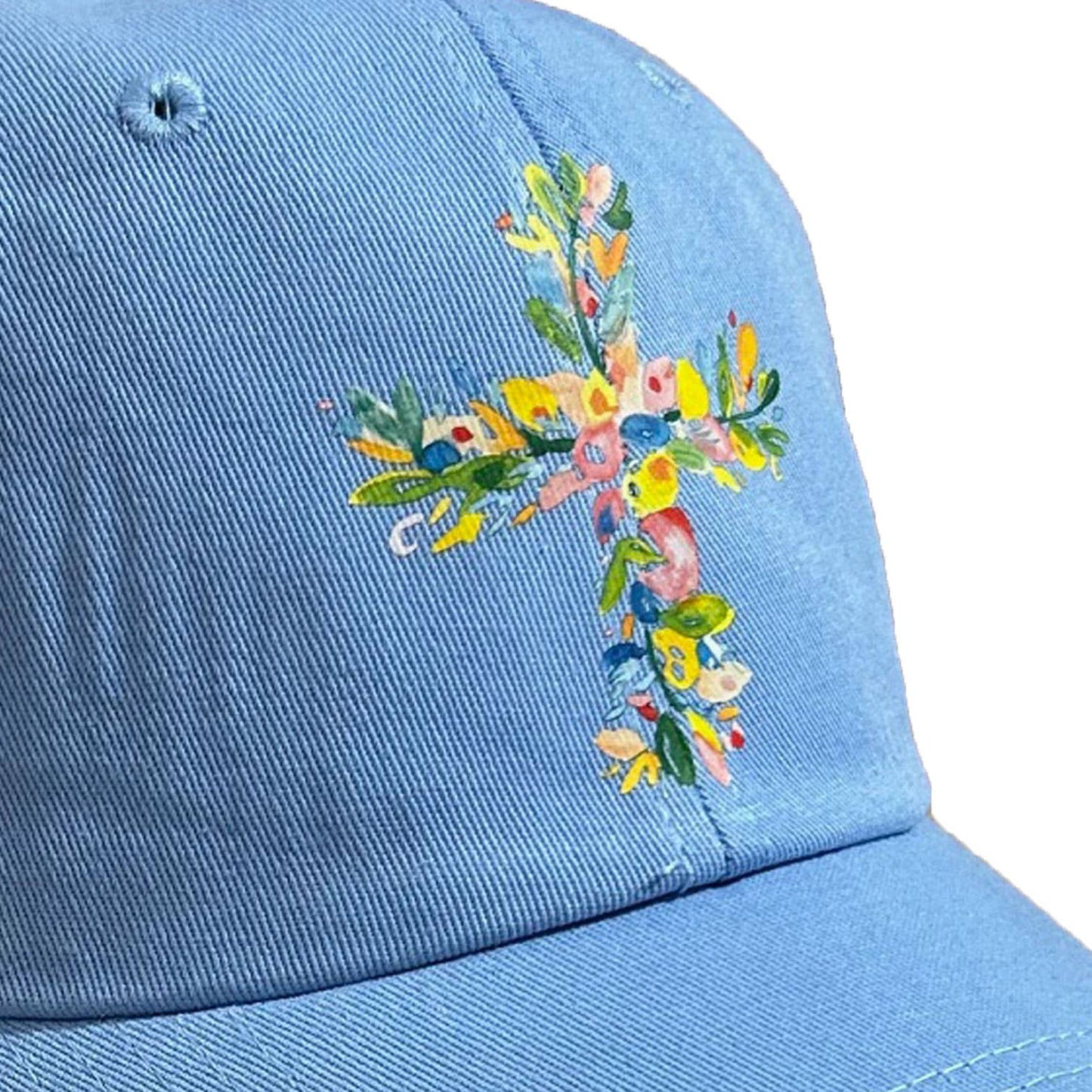 Floral Cross Women's Colorful Christian Themed Baseball Cap