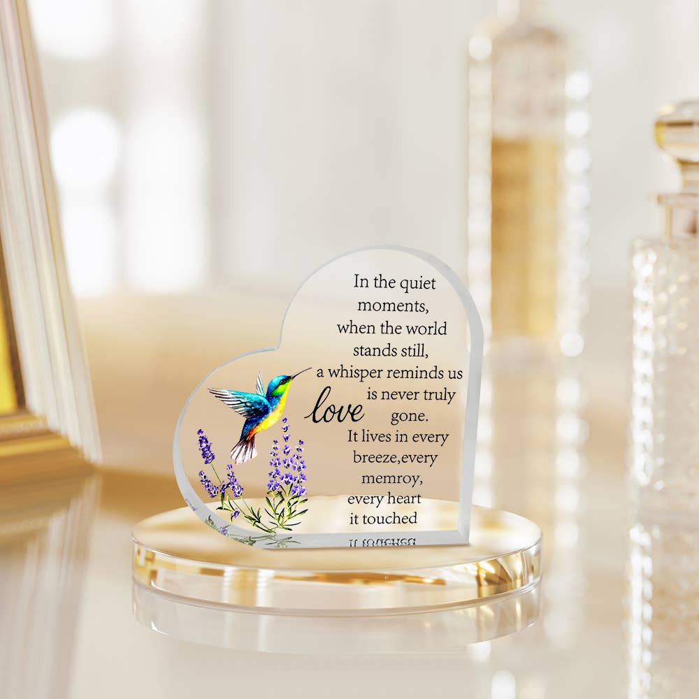 Acrylic Memorial Heart - Humming Bird
