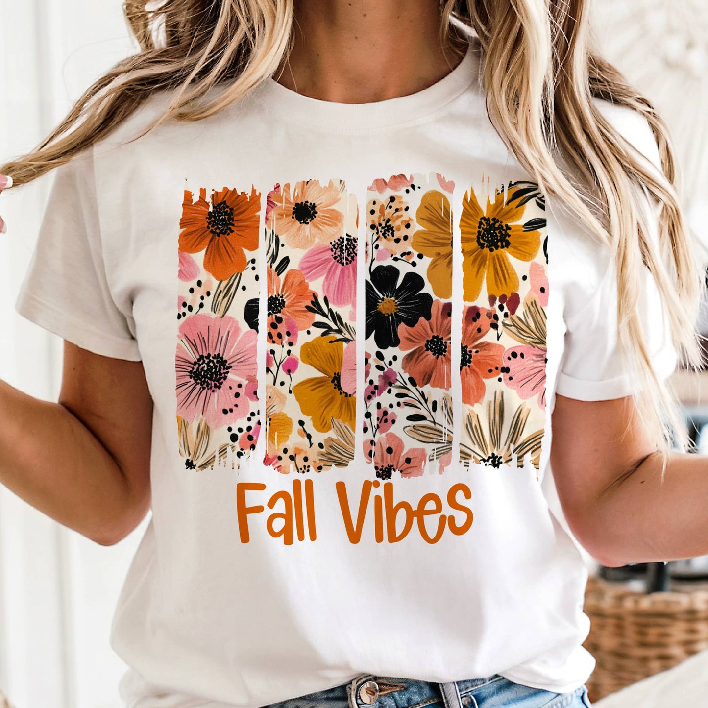 Vintage Fall Vibes Floral Autumn Flowers Market Graphic Tee