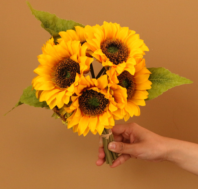 Silk Sunflower Bouquet, Fall Decorative Flowers, Yellow