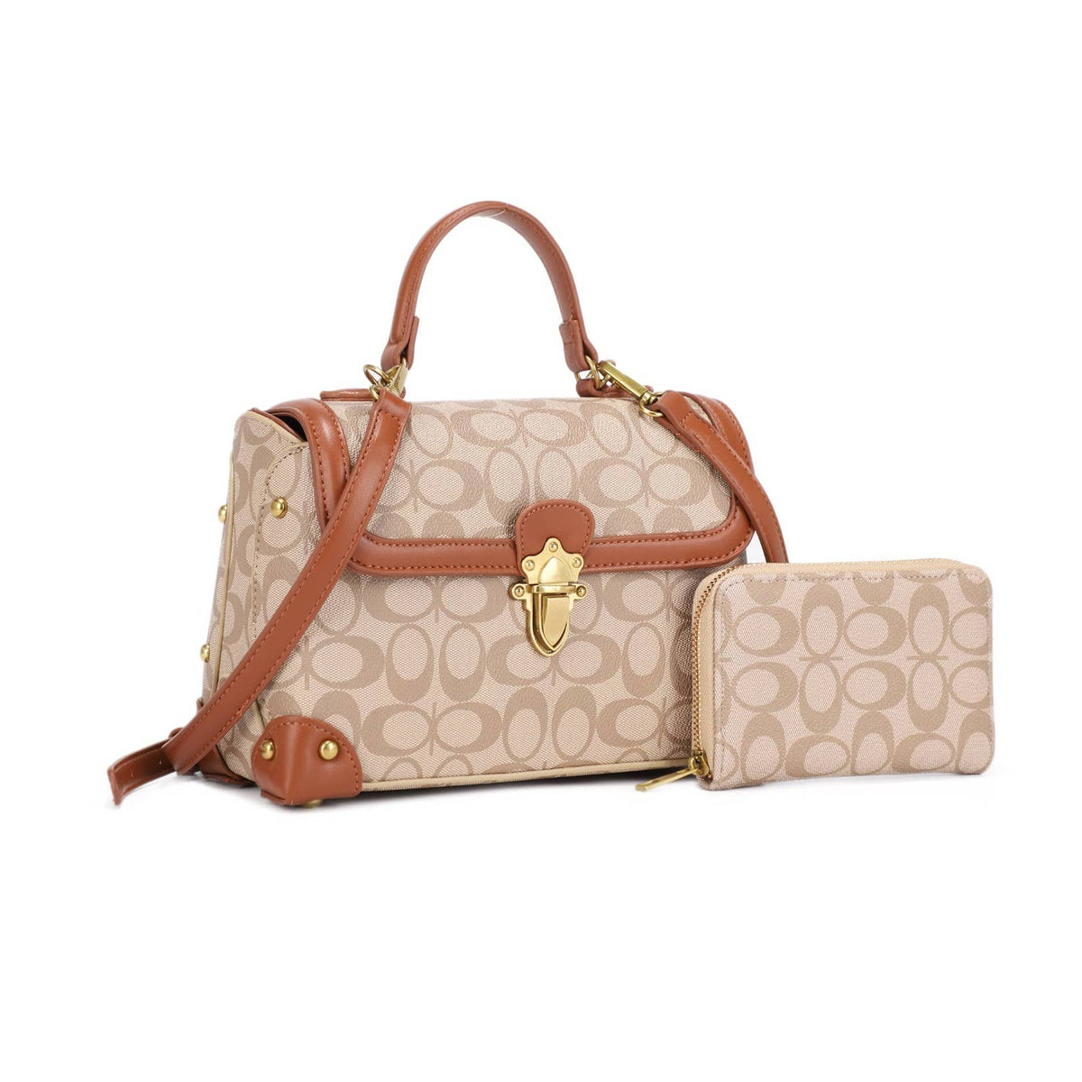 Designer-Inspired Monogram Satchel & Wallet Set