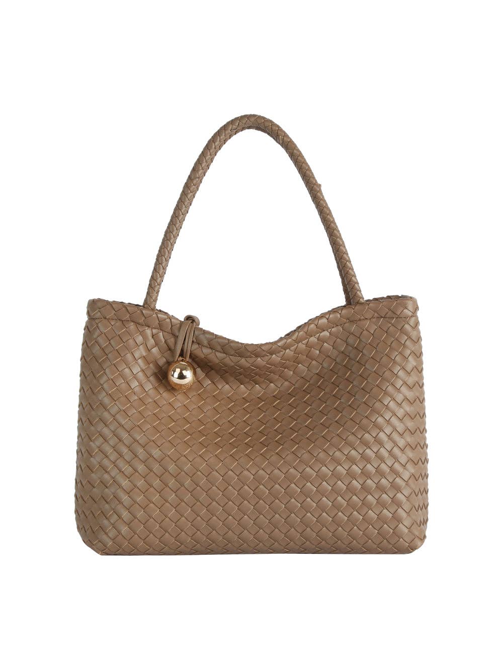 Woven Golden Ball Clasp Tote Bag