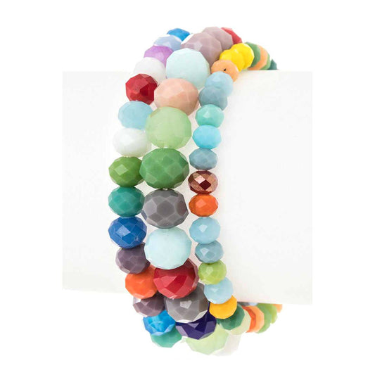 Multi Color Mix Beads Stretch Bracelet Set
