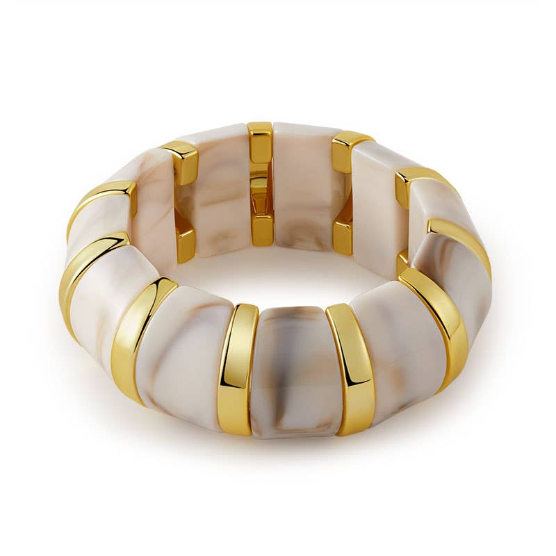 B25170 Bold Tiled Polyresin Stretch Bangle Bracelet