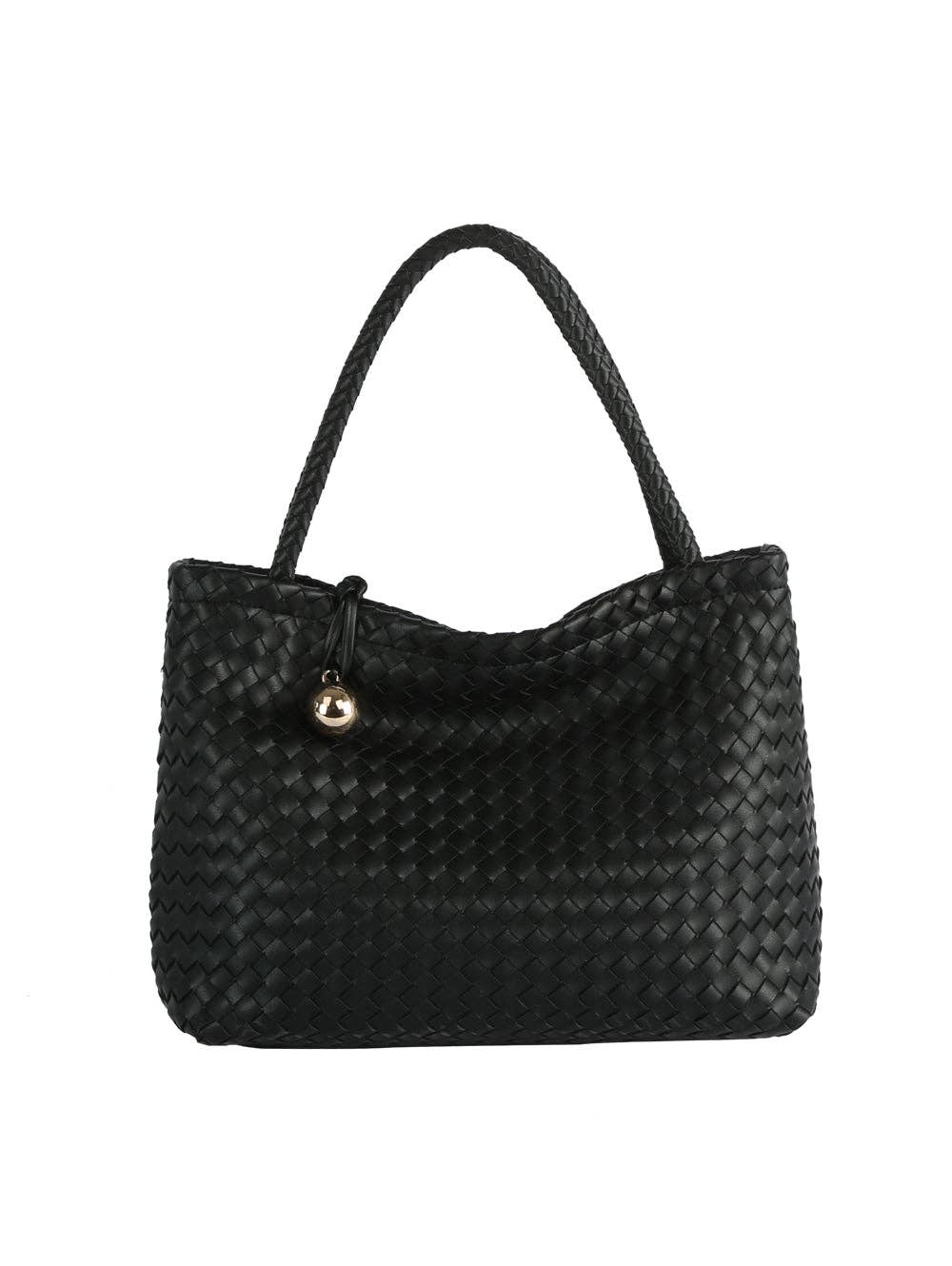 Woven Golden Ball Clasp Tote Bag