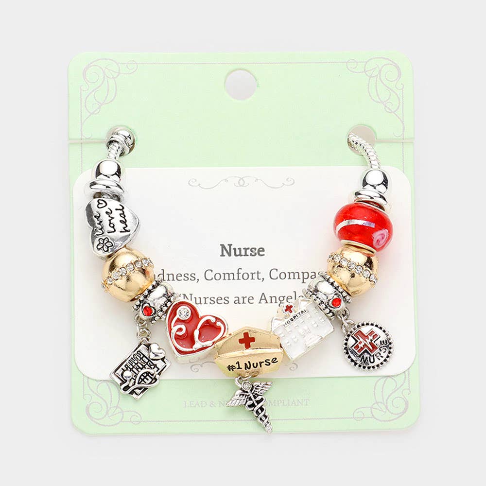 No. 1 Nurse Hat Hospital Multi Bead Bracelet