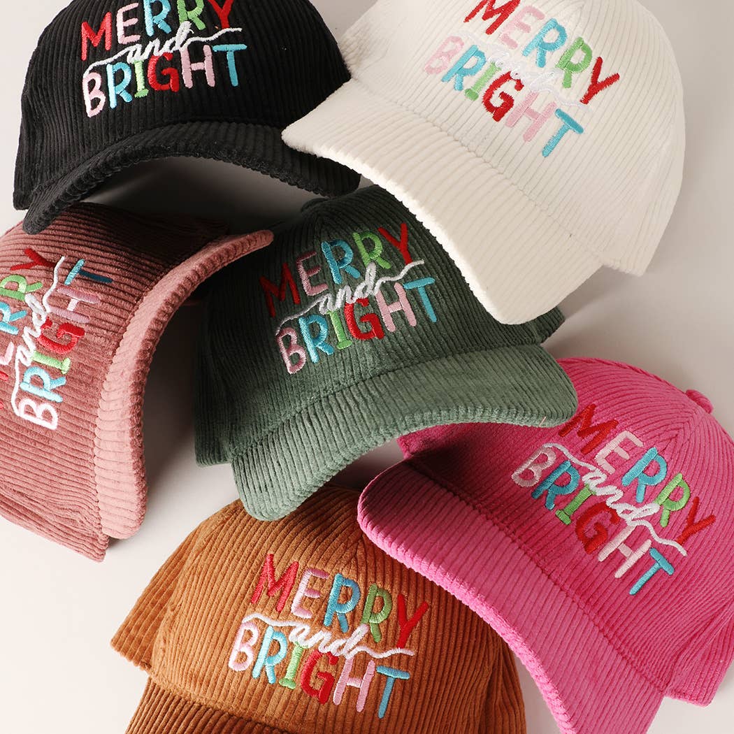 MERRY BRIGHT Embroidery Corduroy Cap
