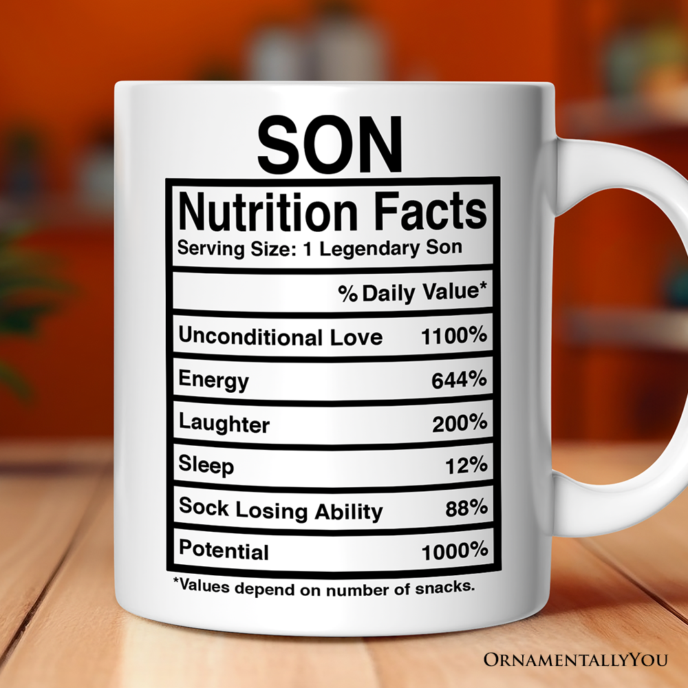 Son Nutrition Facts Mug, Birthday Gift Coffee Cup