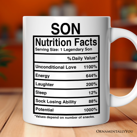 Son Nutrition Facts Mug, Birthday Gift Coffee Cup