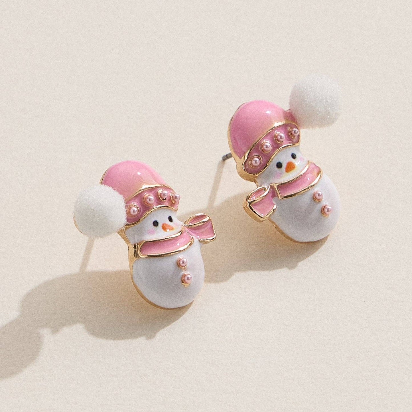 Snowman Enamel Stud Earrings with Titanium Posts