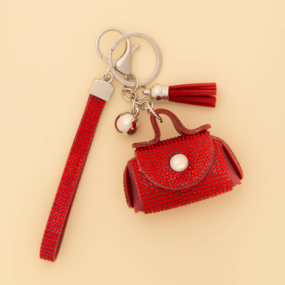 Rhinestone Studded Mini Leather Bag Design AirPod Case