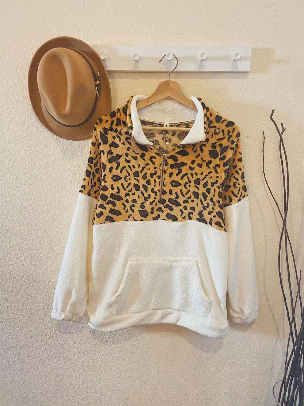 Womens furry color block sweater