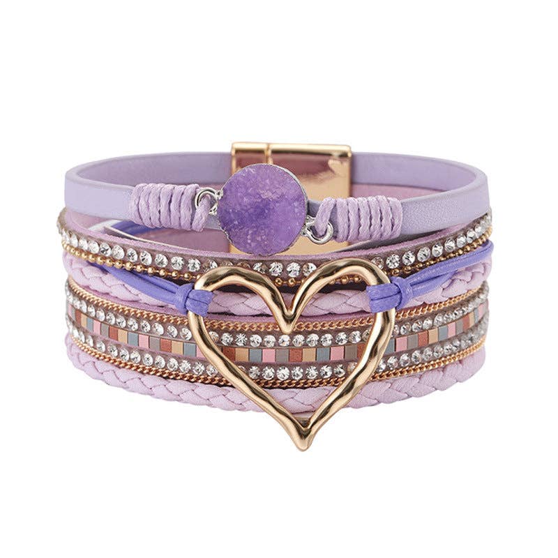 Rhinestone Bohemian Layered Love Bracelet DP25B588
