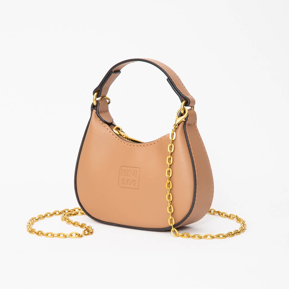 Faux Leather Chic Mini Hobo Handbag / Crossbody Bag