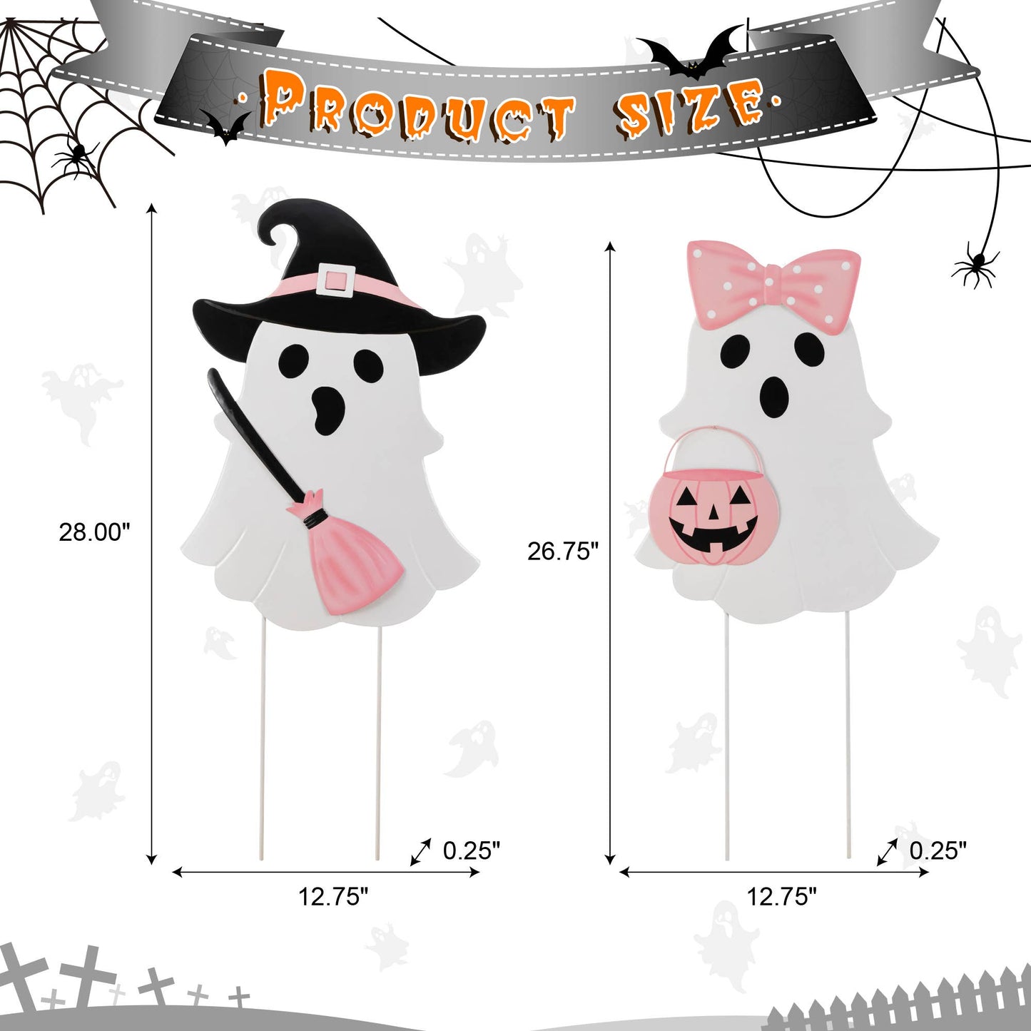 S/2 28 in H Halloween Metal Yard Stake