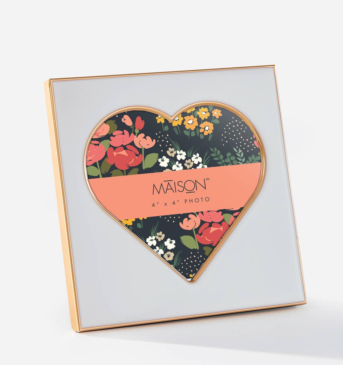 White & Gold Heart Frame, 4x4