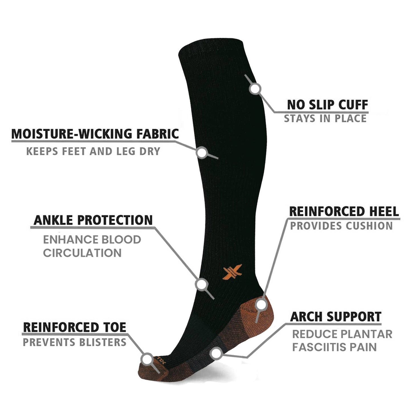 COPPER COMPRESSION SOCKS WITH FREE DISPLAY (24-PAIRS)