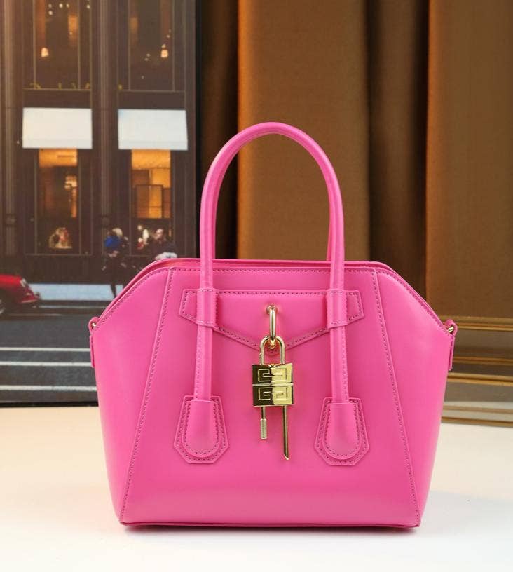 Lock Detail Cow Print Handbag Boston bag with 2 straps