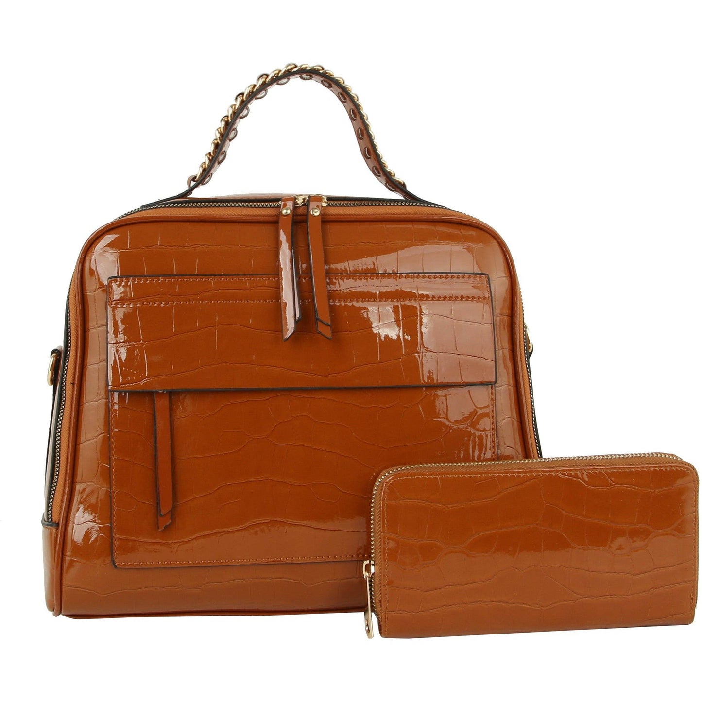 Women Croc Tote  Satchel Purse - Adjustable Shoulder Strap