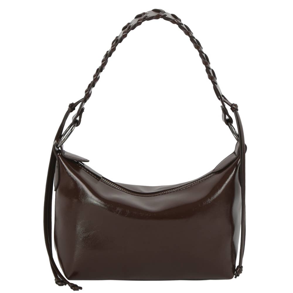 Braided Handle Glossy Shoulder Bag JY-0575
