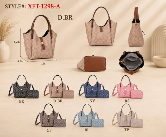 XFT-1298-A Designer-Inspired Monogram Tote Bag & Wallet