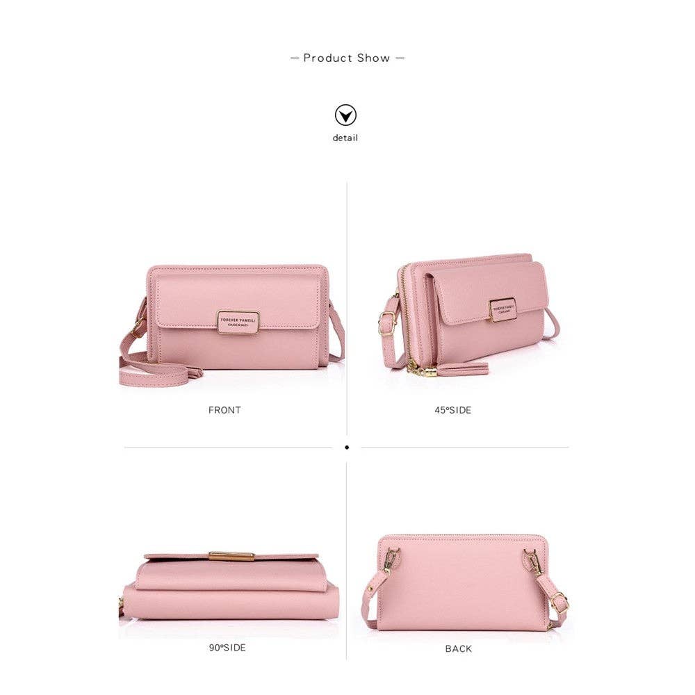 PU Leather Solid Color Card Slot Purse Mini One Shoulder Cell Phone Crossbody Bag